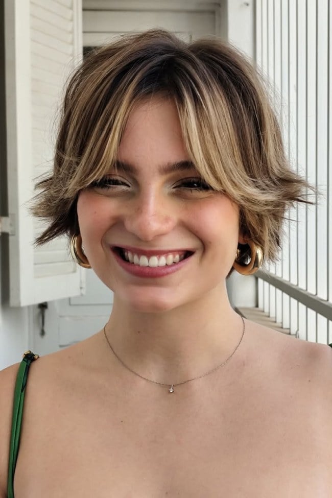 Bixie With Feathered Ends — Curtain Bangs Short