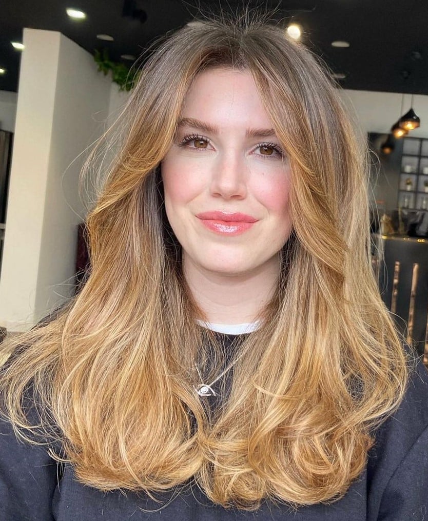 Dark Brown Straight Hair With Moving Layers — Curtain Bangs with Layers