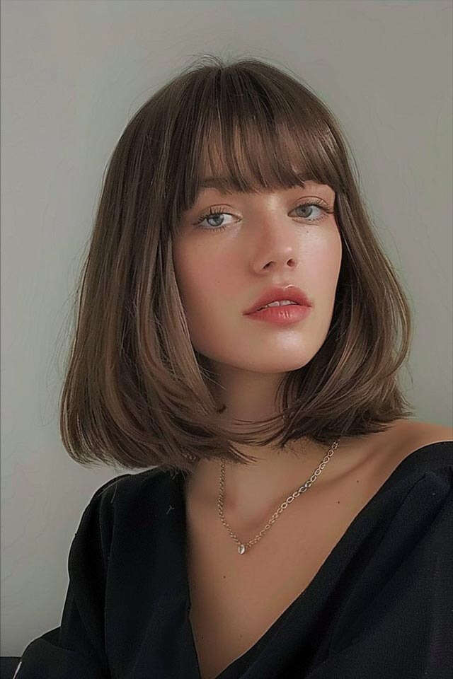 Chin Length Blunt Bob With Blunt Bangs — Cut Bangs