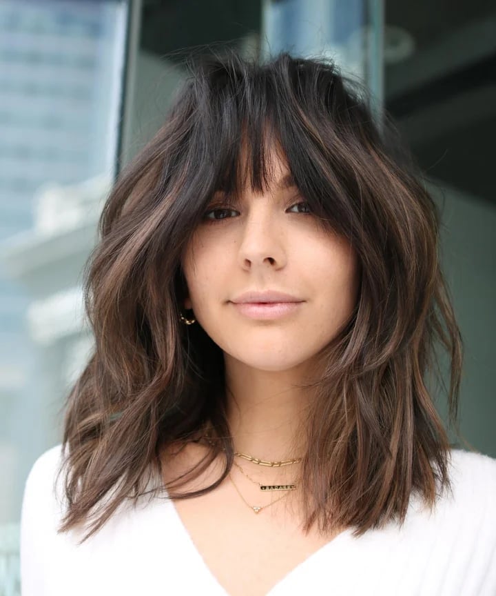 Collarbone Shag With Wispy Bangs — Cut Bangs