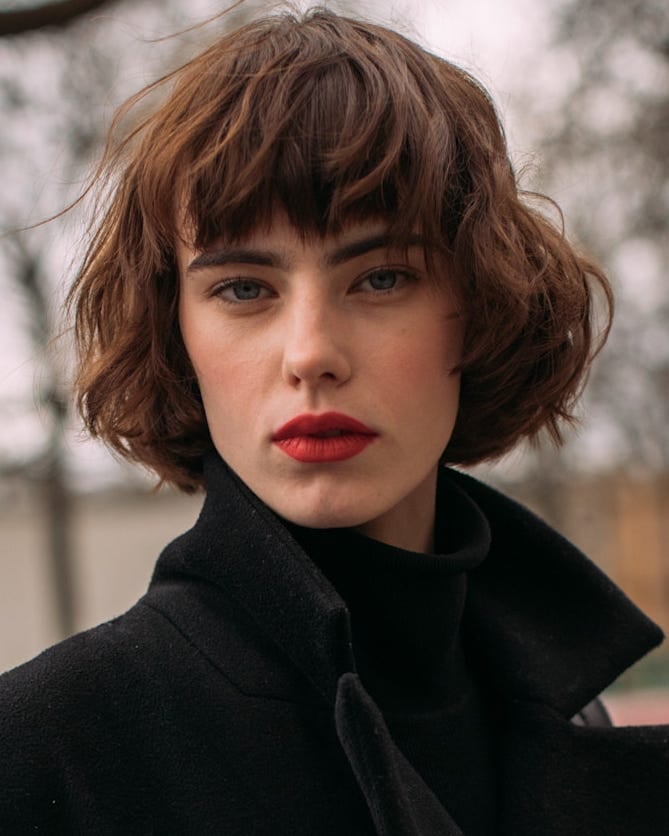 Ear Length Textured Bob With Short Choppy Bangs — Cut Bangs