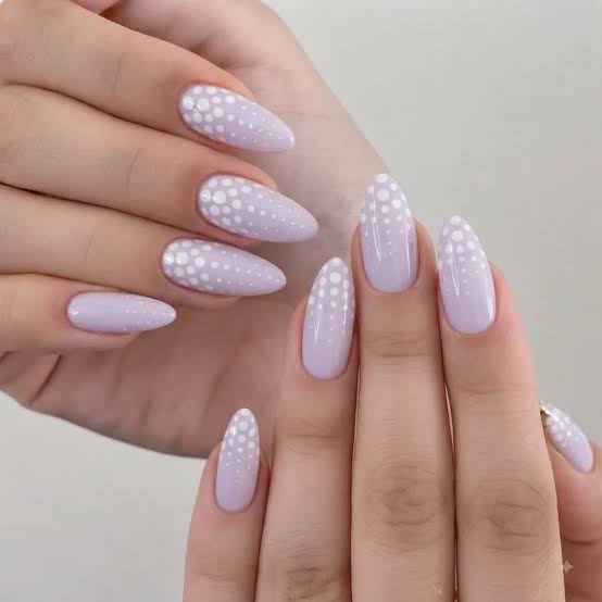 Sheer Pink Strawberry Print Medium Almond Nails — Cute Almond Nails