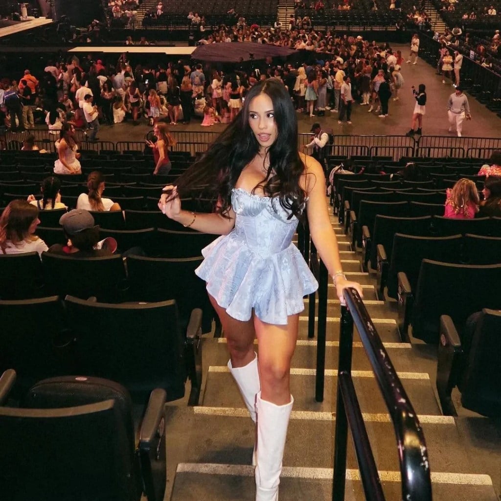 Satin Corset Top with Sequined Mini Skirt, Office-Safe Version — Cute Concert Outfit