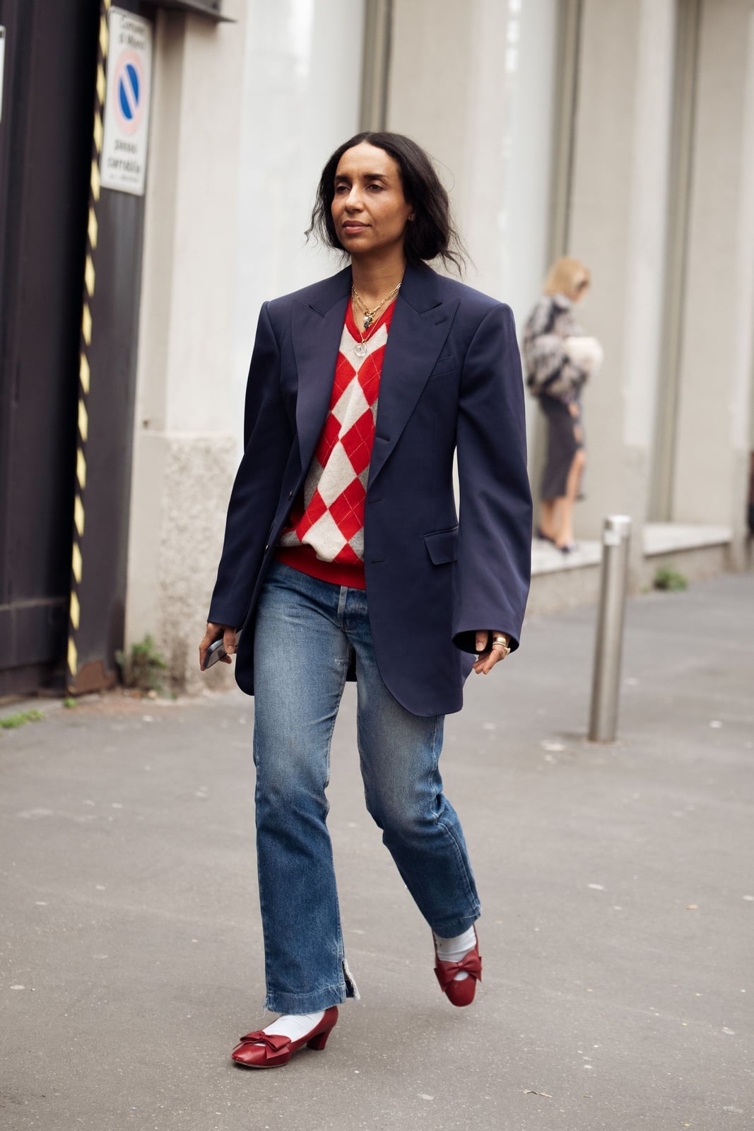 Navy Blazer Over Argyle Sweater Vest Navy Blazer Over Argyle Sweater Vest — Cute Dinner Outfit