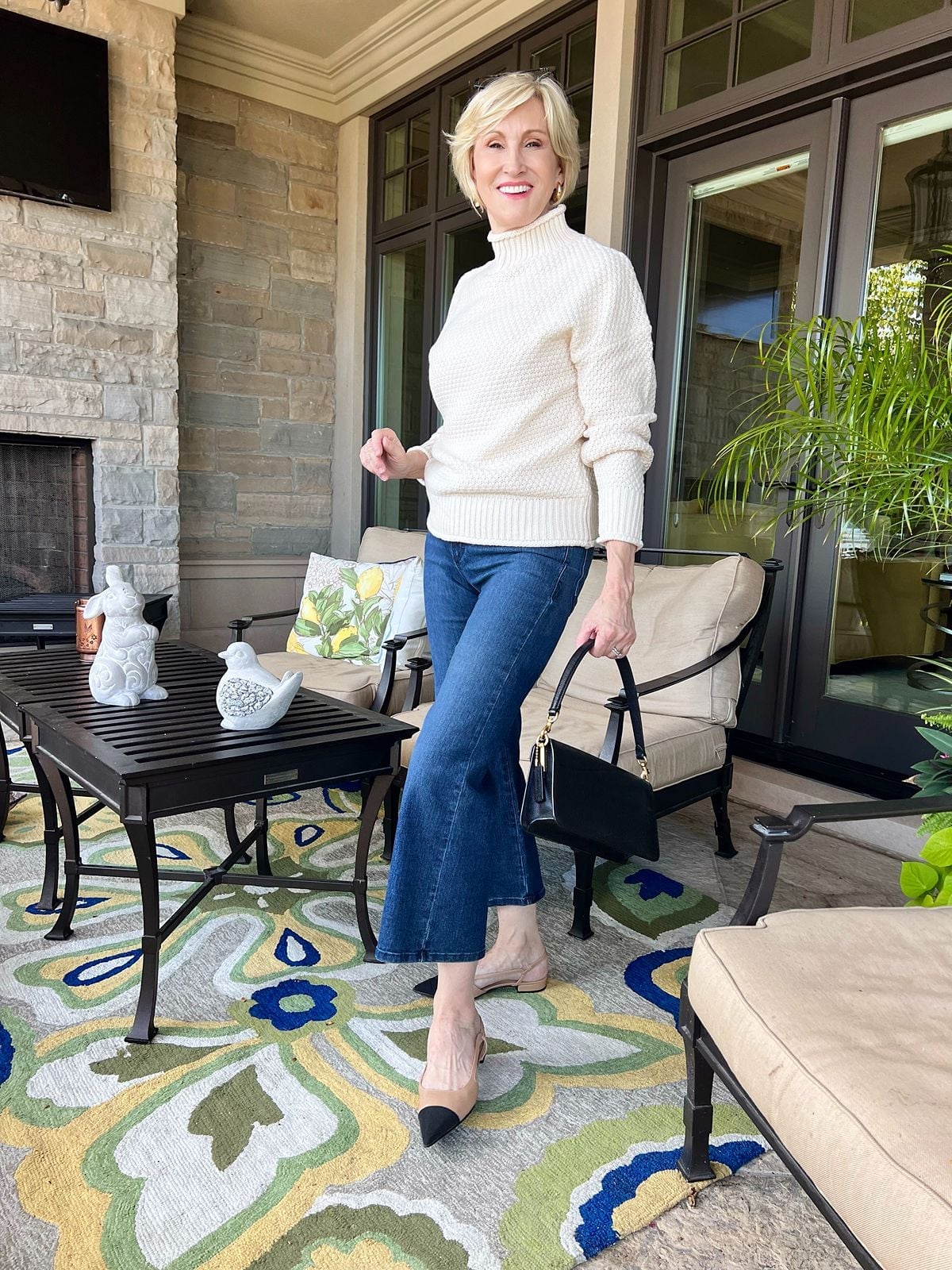 Dark Wash Cropped Wide Leg Jeans with Textured Sweater Dark Wash Cropped Wide Leg Jeans with Textured Sweater — Cute Jeans Outfit