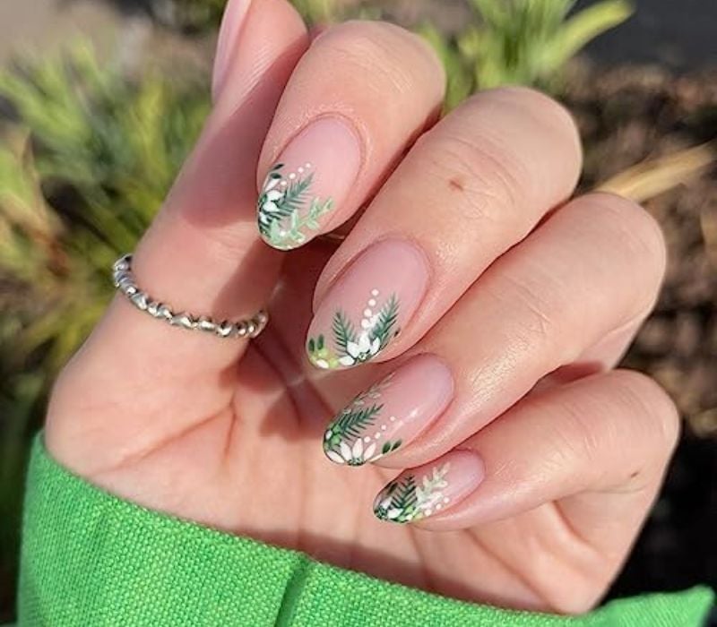Medium Almond Botanical Garden Nails Medium Almond Botanical Garden Nails — Cute Nails