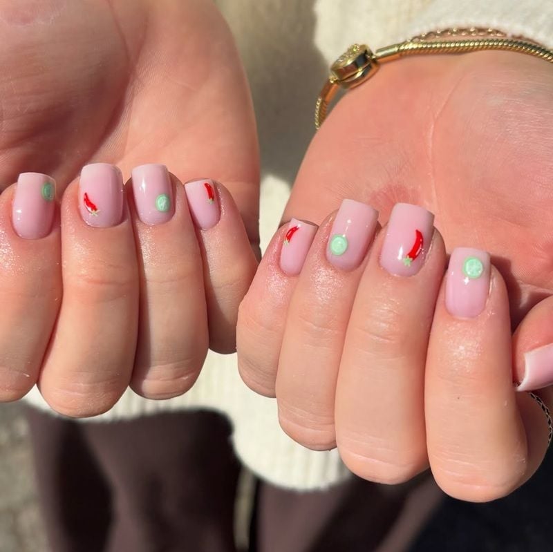 Short Square Chili Pepper Dot Nails Short Square Chili Pepper Dot Nails — Cute Nails