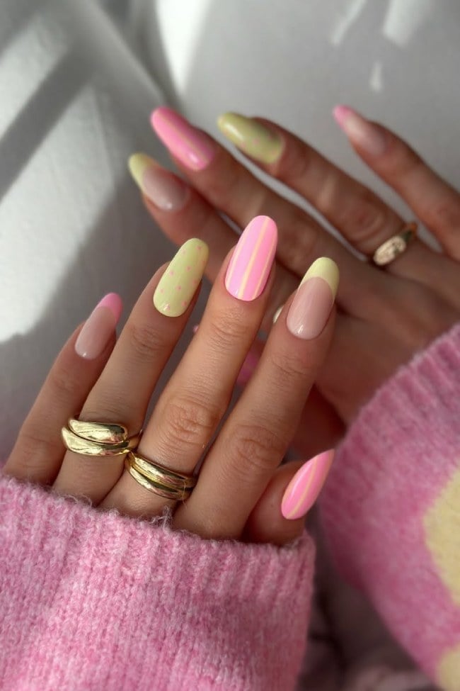 Mix and Match Pastel Oval Nails Mix and Match Pastel Oval Nails — Cute Nails