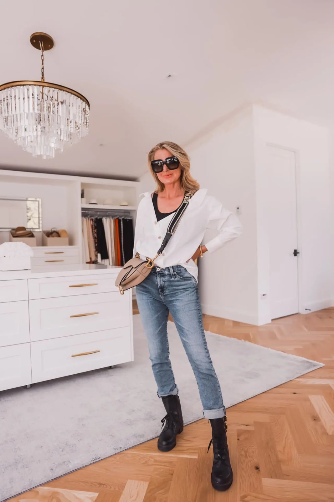 White Button-Down Shirt with Rolled Denim Jeans — Cute Outfits