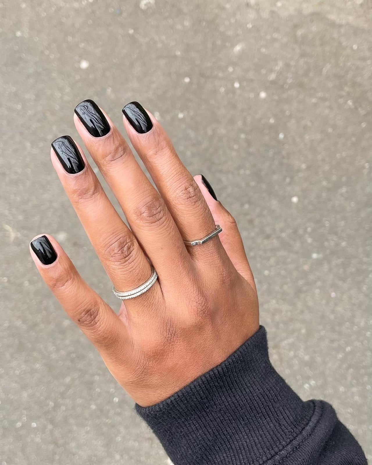 Deep Black Glossy Square Nails Deep Black Glossy Square Nails — Cute Square Nails