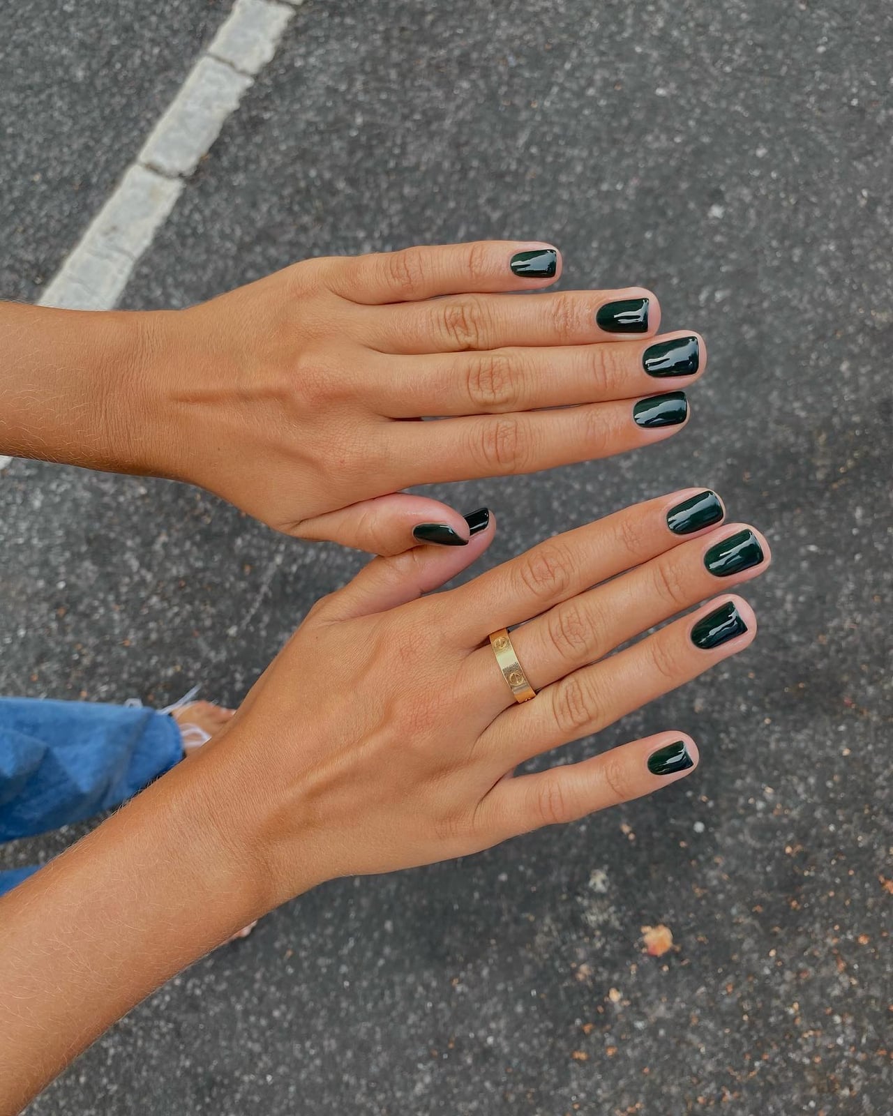 Deep Dark Green Glossy Square Nails Deep Dark Green Glossy Square Nails — Cute Square Nails