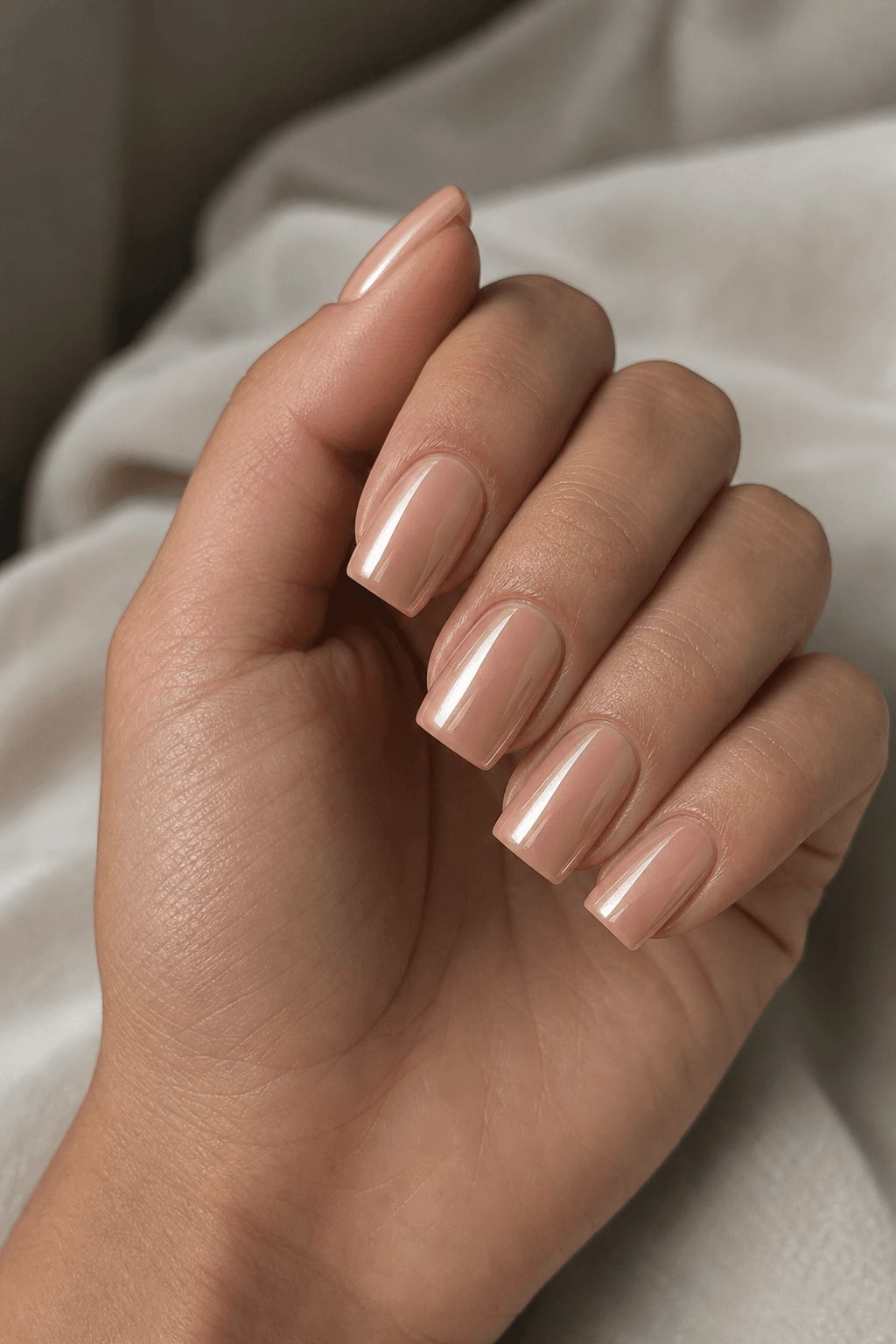 Light Beige Nude Square Nails With Subtle Shimmer Light Beige Nude Square Nails With Subtle Shimmer — Cute Square Nails