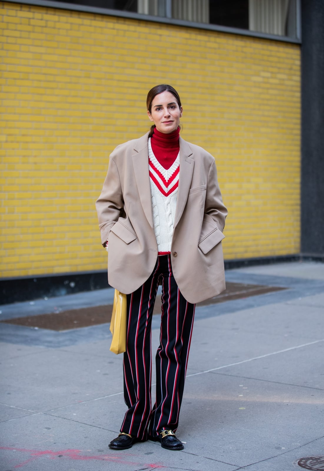 Oversized Blazer With Striped Trousers — Cute Winter Outfits for Women