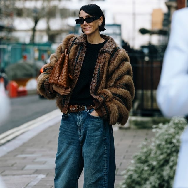 Oversized Faux Fur Jacket With Wide Leg Jeans — Cute Winter Outfits for Women