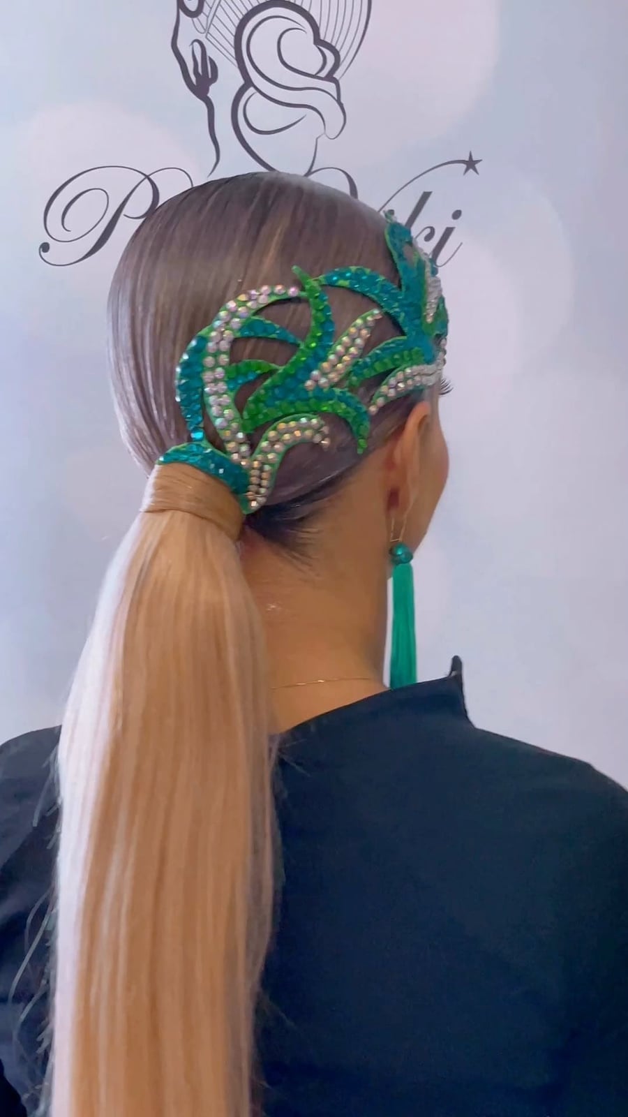 Sleek Light Blonde High Ponytail With Ornate Accessory — Dance Hair