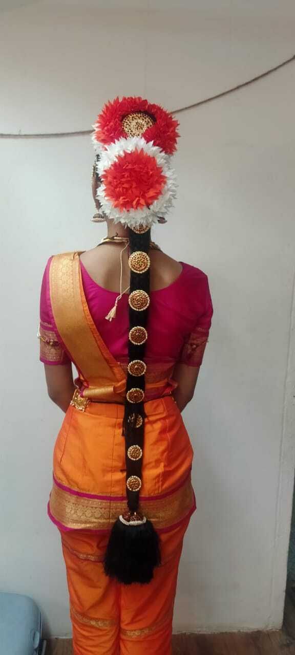 Thick Black Mid-Back Braid With Gold Ornaments — Dance Hair