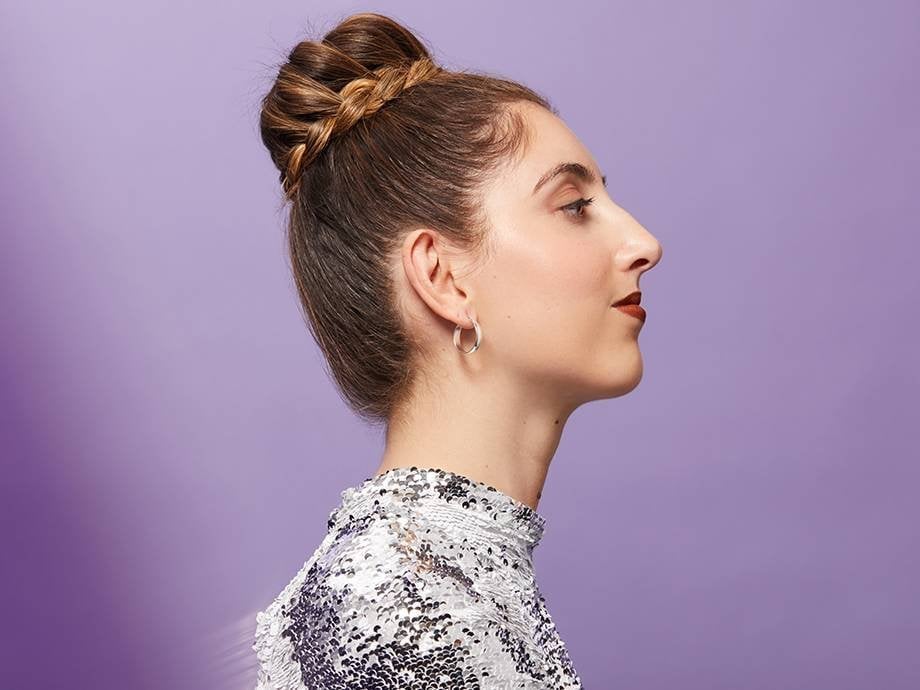 Thick Wavy Medium Brown Braided Bun — Dance Hair