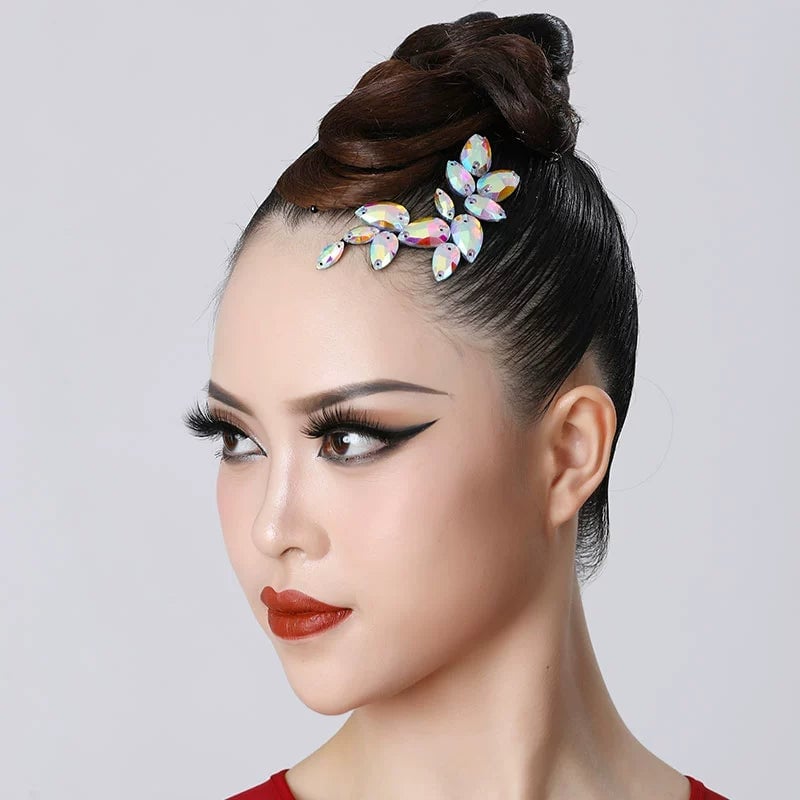 Dark Brown High Bun With Rhinestone Accessory — Dance Hair