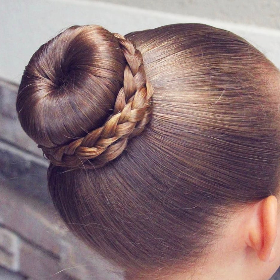 Medium Brown Braided Bun With Braid Wrap — Dance Hair