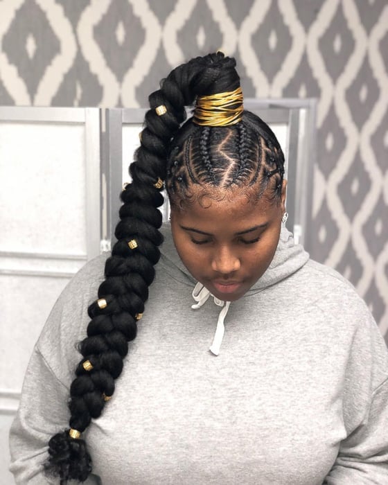 Braided Ponytail With Beads and Wrap Braided Ponytail With Beads and Wrap — Dance Hairstyles
