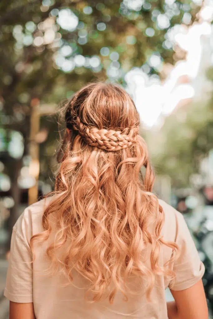 Woven Crown Braid With Loose Curls Woven Crown Braid With Loose Curls — Dance Hairstyles