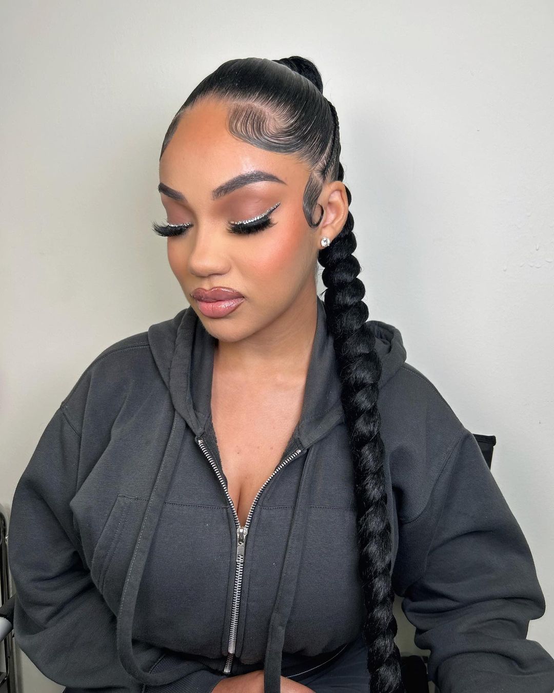 Slicked Back Ponytail With Long Braid Slicked Back Ponytail With Long Braid — Dance Hairstyles