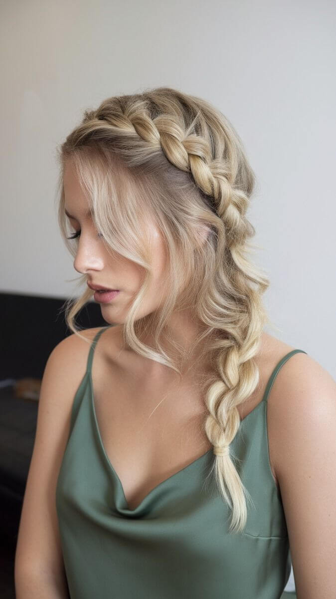 Collarbone Dutch Braid With Loose Waves Collarbone Dutch Braid With Loose Waves — Dance Hairstyles