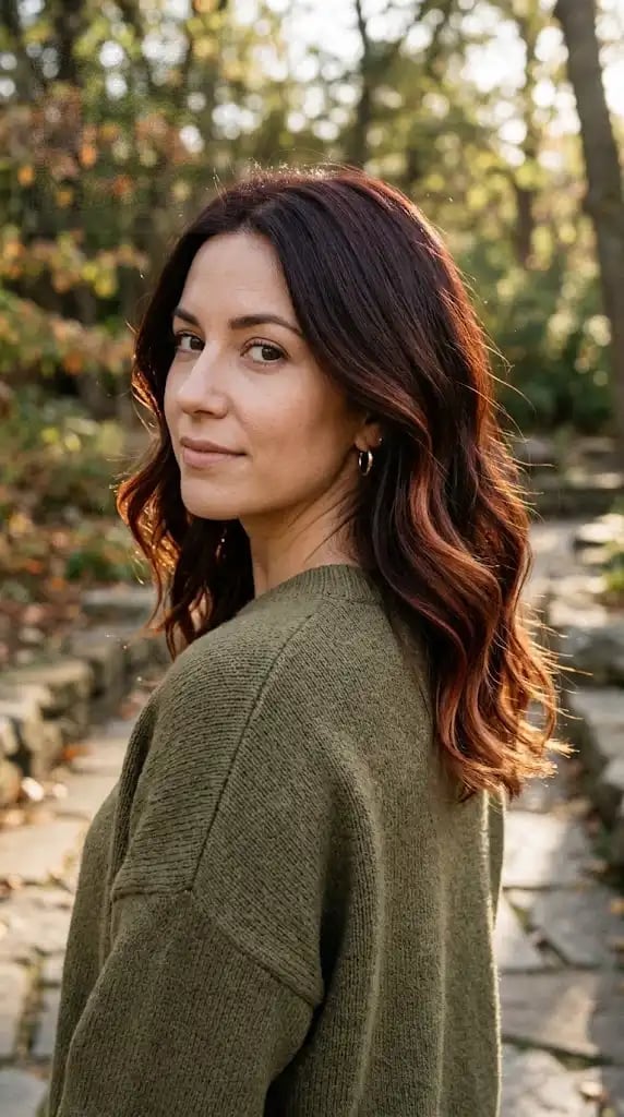 Mid-Back Dark Auburn With Red Undertones Mid-Back Dark Auburn With Red Undertones — Dark Auburn Hair