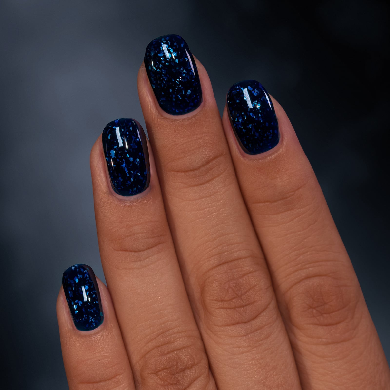 Deep Navy Multi-Color Glitter Medium Oval Nails Deep Navy Multi-Color Glitter Medium Oval Nails — Dark Blue Nails