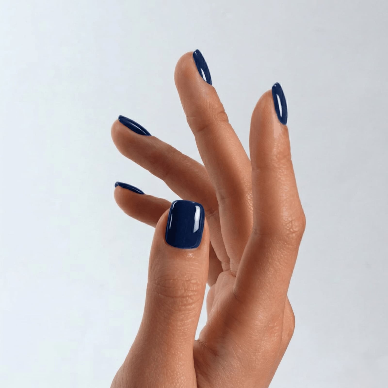 Deep Navy Glossy Short Square Nails With Solid Color Deep Navy Glossy Short Square Nails With Solid Color — Dark Blue Nails