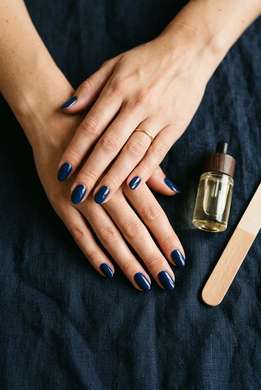 Rich Glossy Dark Blue Short Square Nails Rich Glossy Dark Blue Short Square Nails — Dark Blue Nails