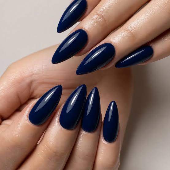 Deep Navy Stiletto Medium-Long Nails Deep Navy Stiletto Medium-Long Nails — Dark Blue Nails