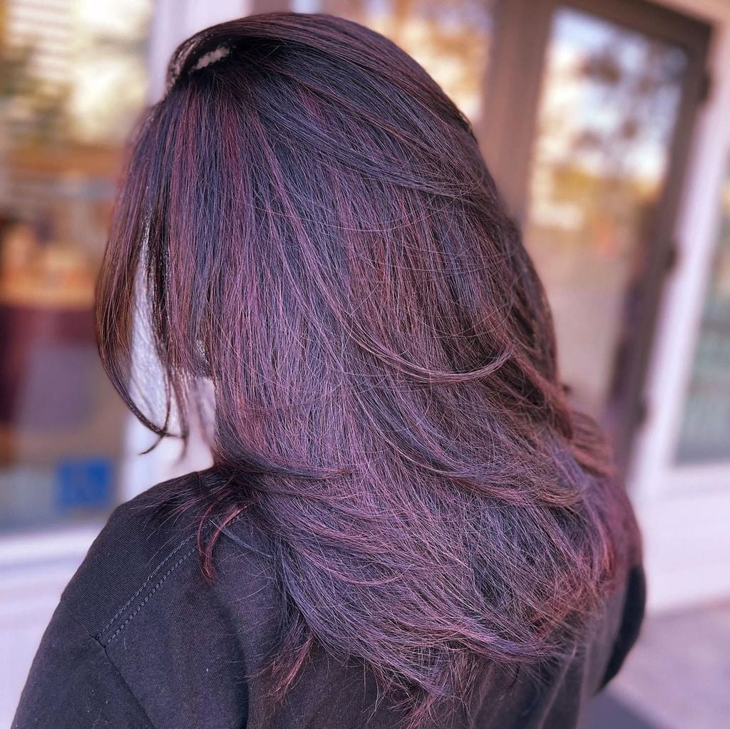 Mid-Back Dark Brown With Red Undertones Mid-Back Dark Brown With Red Undertones — Dark Hair Color