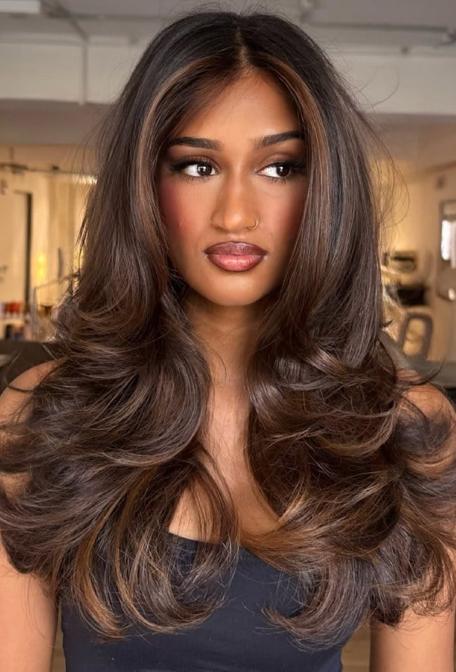 Chocolate Brown With Dimensional Highlights Chocolate Brown With Dimensional Highlights — Dark Hair Color