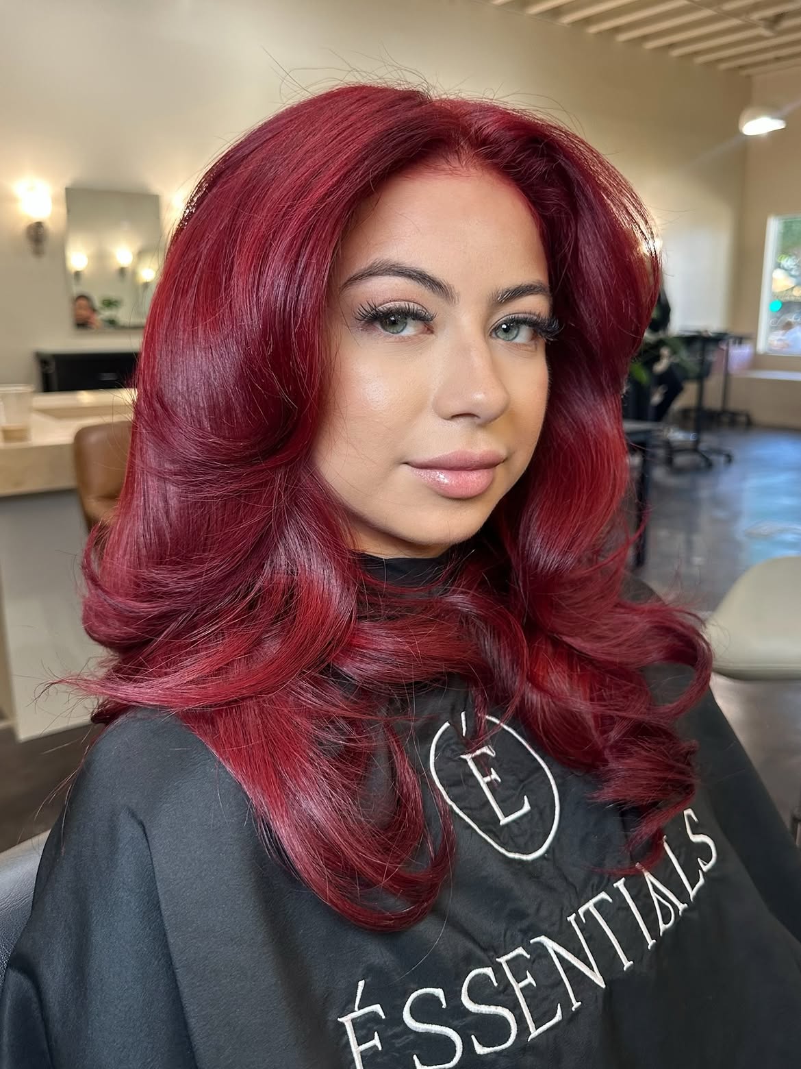Deep Cherry Red Voluminous Blowout
