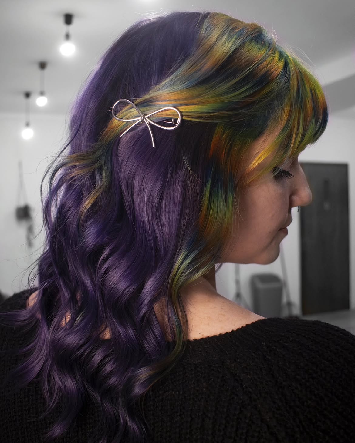 Deep Plum With Emerald & Gold Streaks