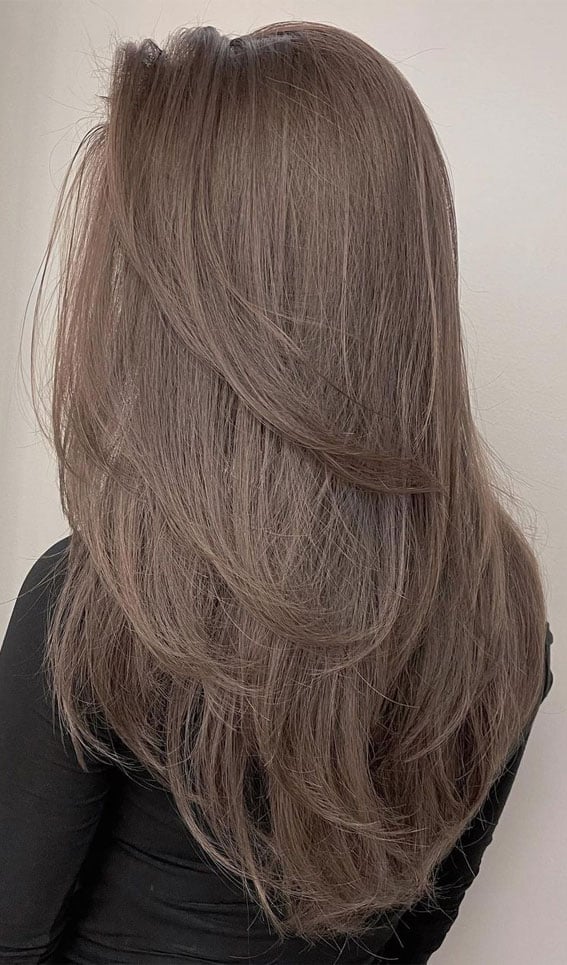 Mid-Back Ash Brown Blowout With Face-Framing Layers — Different Hairstyles