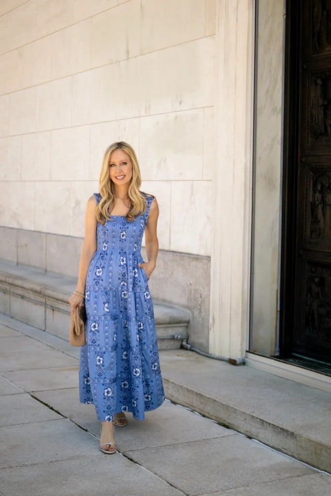 Floral Print Cotton Midi Dress Floral Print Cotton Midi Dress — Dinner Outfits