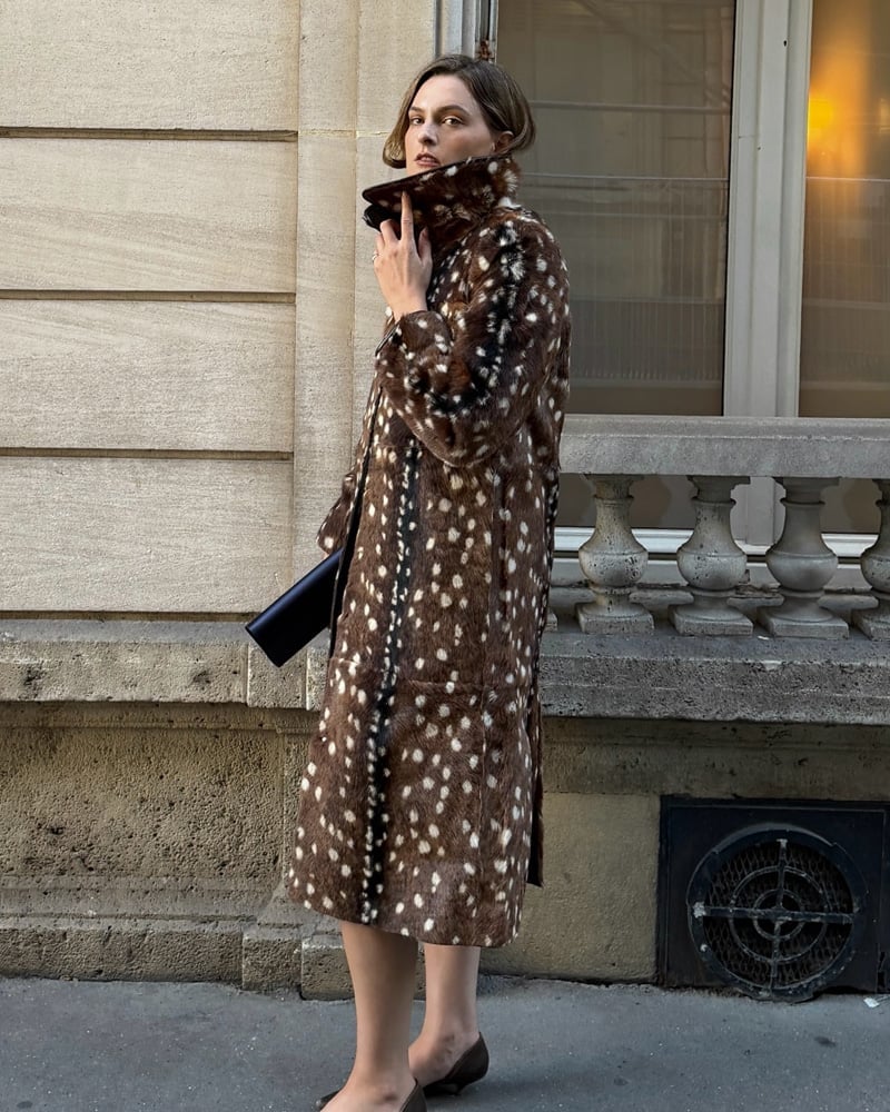 Spotted Faux Fur Coat for Chic Dinners Spotted Faux Fur Coat for Chic Dinners — Dinner Outfits