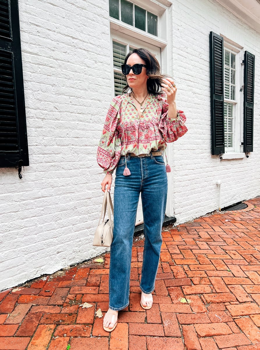 Printed Peasant Blouse with Tassels Printed Peasant Blouse with Tassels — Dinner Outfits