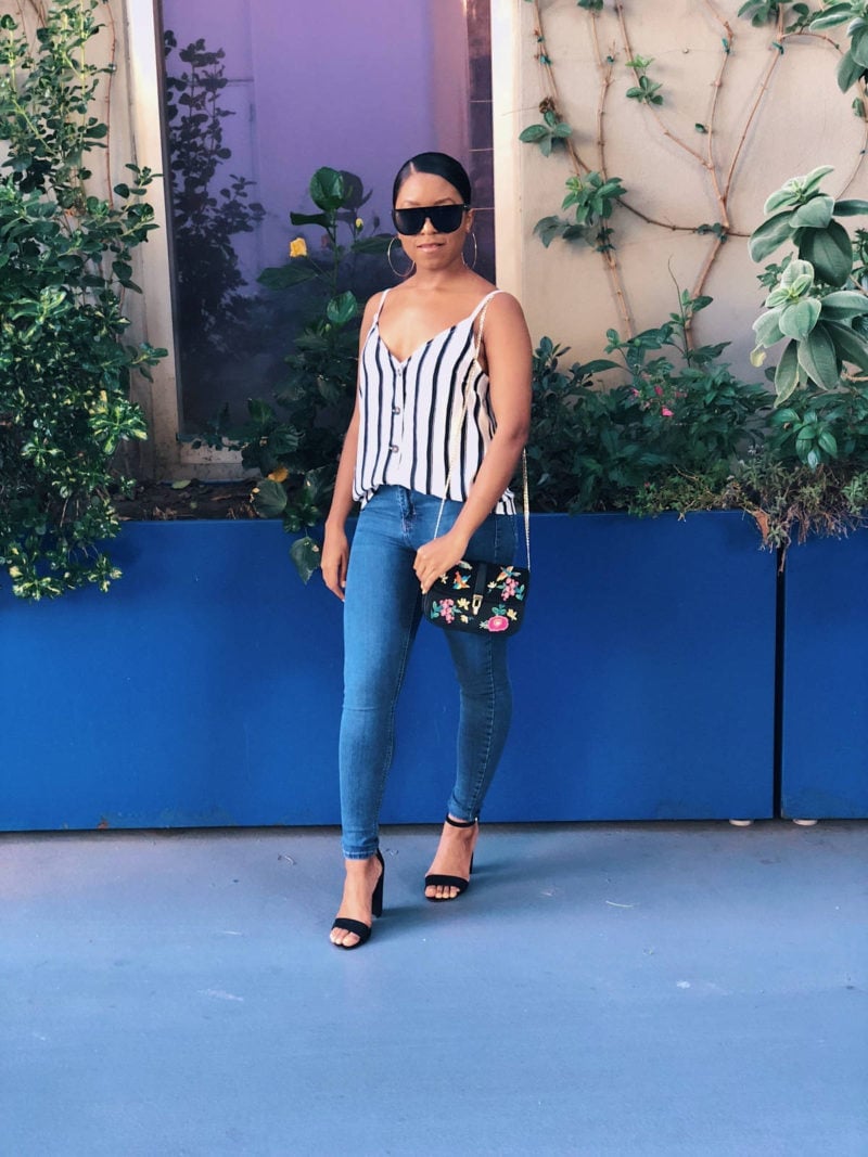 Striped Camisole Top with Skinny Jeans Striped Camisole Top with Skinny Jeans — Dinner Outfits