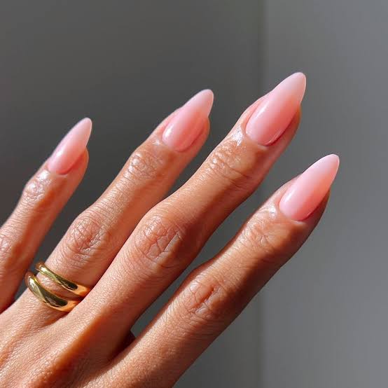 Medium Almond Sheer Milky Pink Glossy Medium Almond Sheer Milky Pink Glossy — Dip Powder Nails