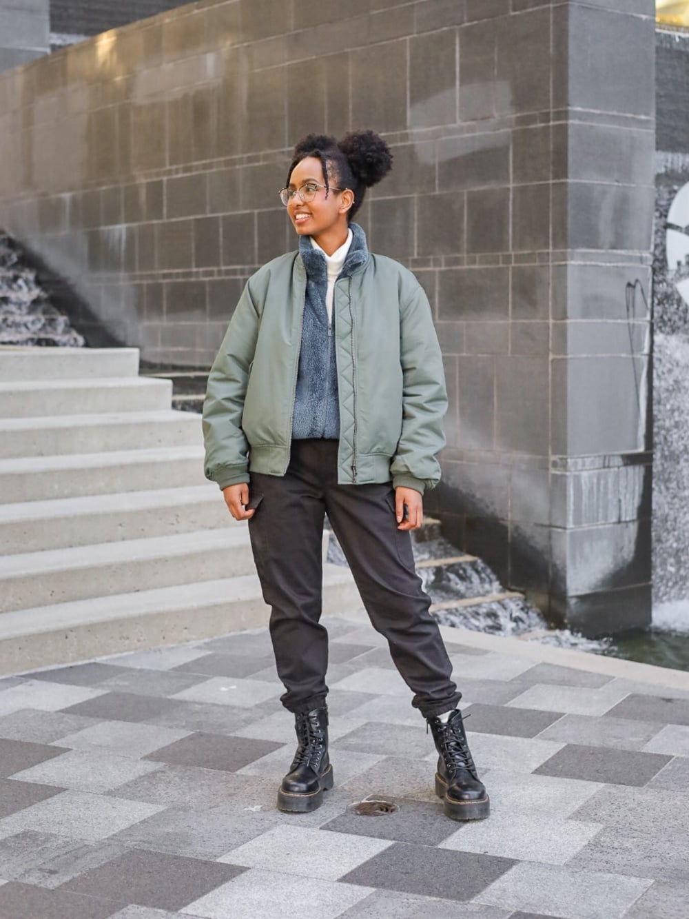 Winter Layers with Bomber Jacket and Faux Fur — Doc Martens Outfits