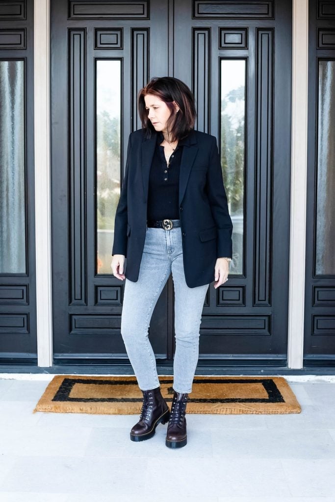 Business Casual with Plaid Blazer — Doc Martens Outfits