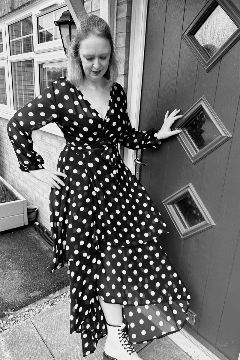 Polka Dot Wrap Dress and White Boots — Doc Martens Outfits