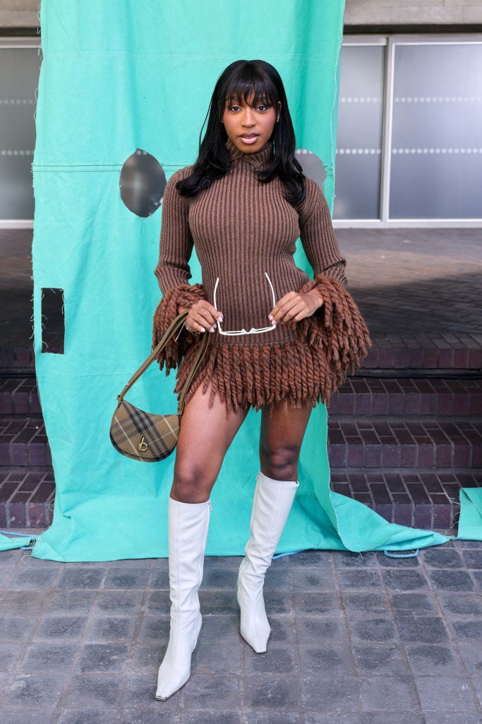 Fringe Mini Dress with White Boots — Dress and Boots
