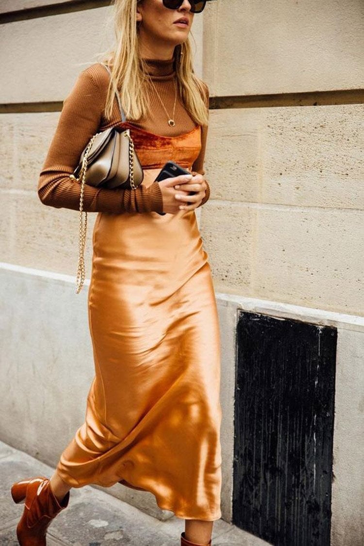 Layered Slip Dress with Ankle Boots — Dress and Boots