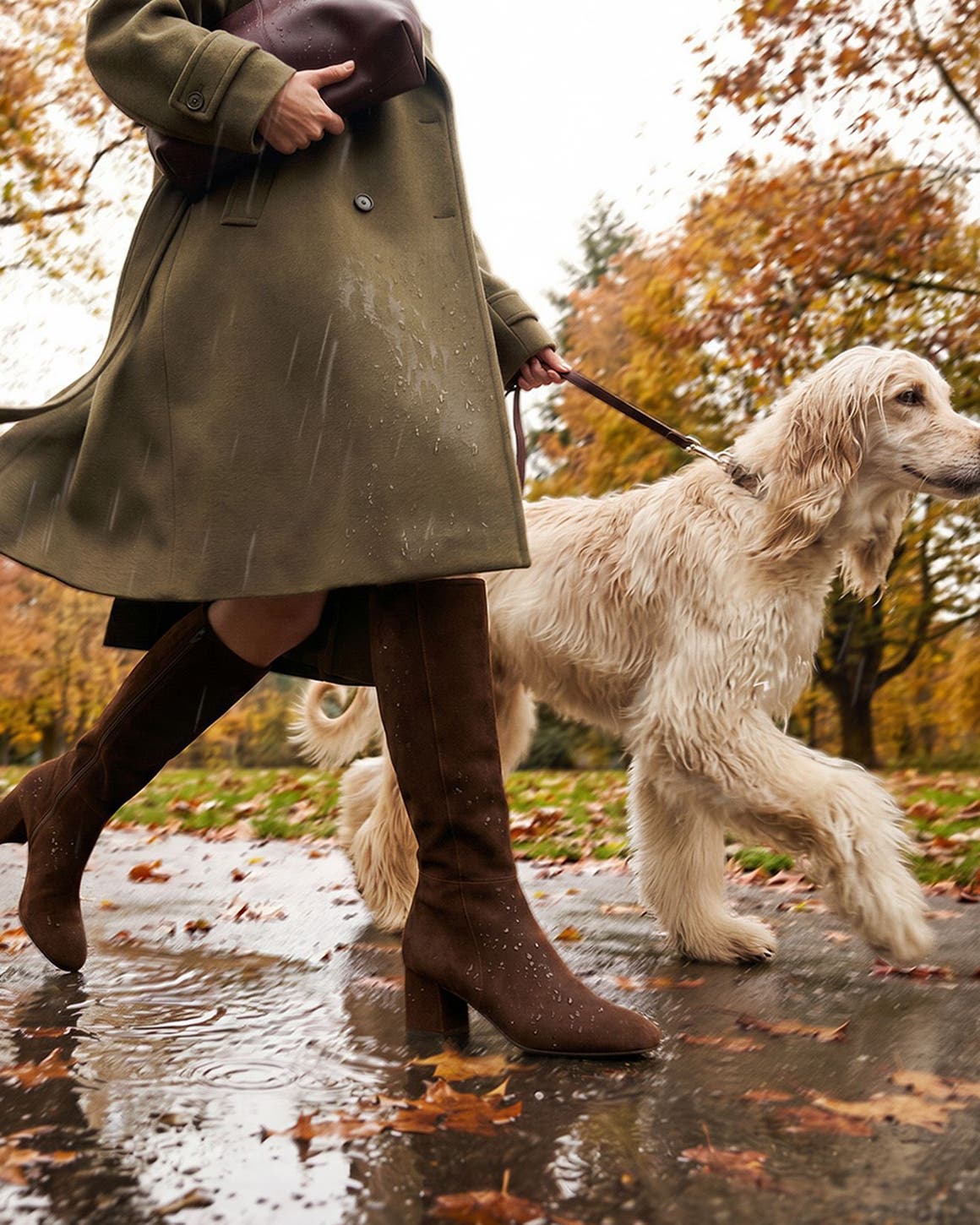 Coat Dress with Suede Knee-High Boots — Dress and Boots