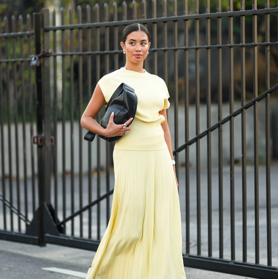 Pale Yellow Ribbed Knit Dress With Fitted Top — Dress As Your Type
