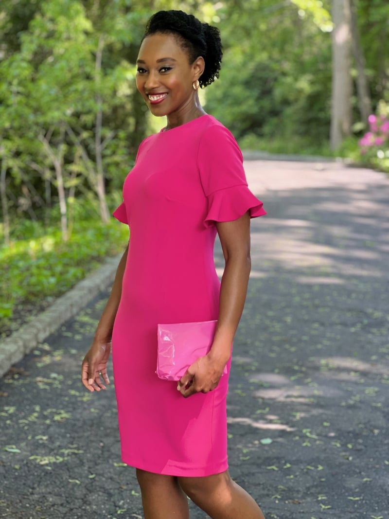 Hot Pink Shift Dress with Ruffled Sleeves — Dress As Your Type